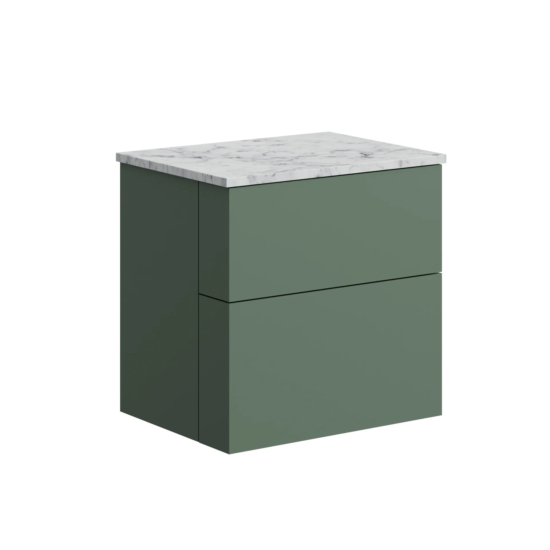 Crosswater Avenue 600mm Two Drawer Vanity with Carrara Marble Worktop