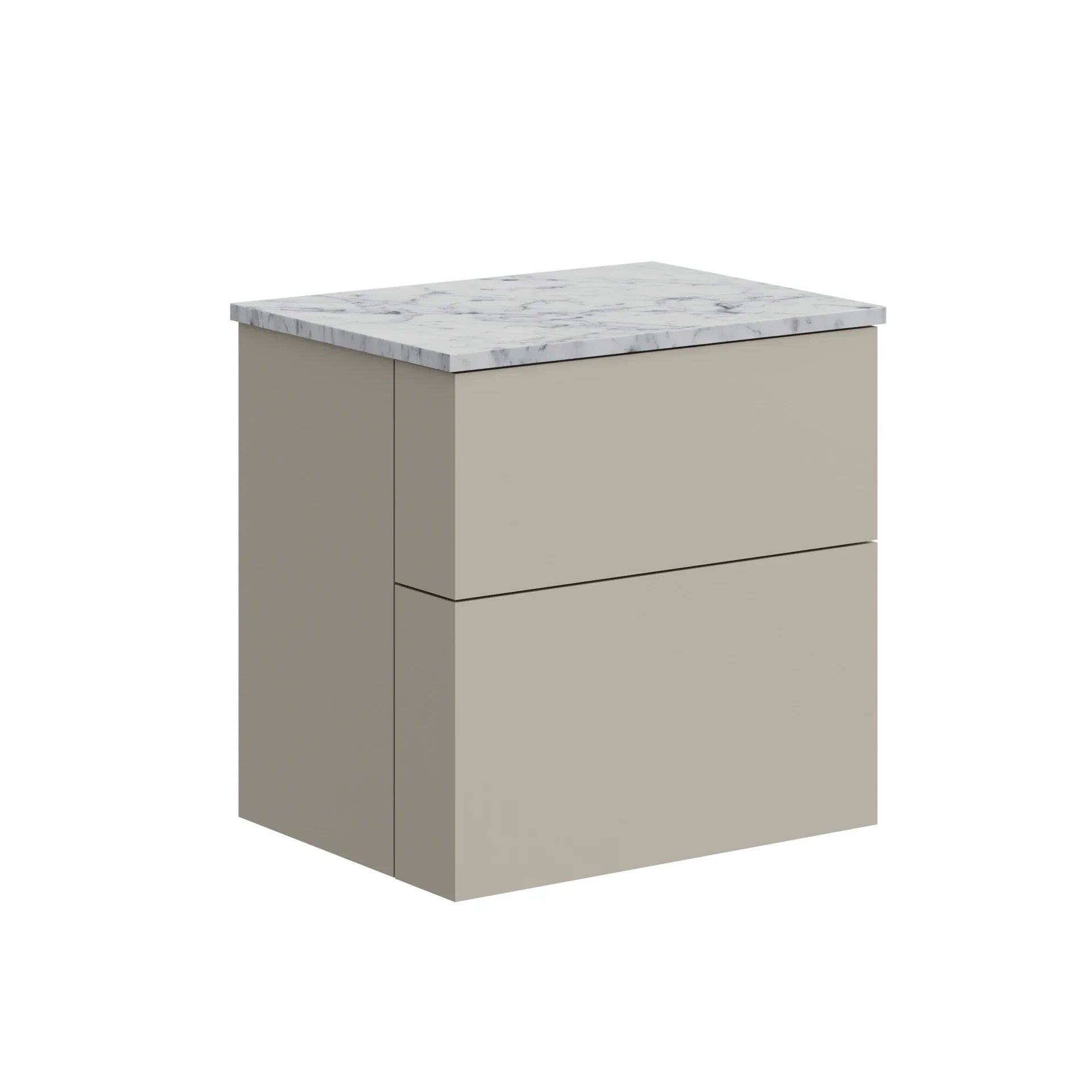 Crosswater Avenue 800mm Two Drawer Vanity Warm Stone with Carrara Marble Worktop