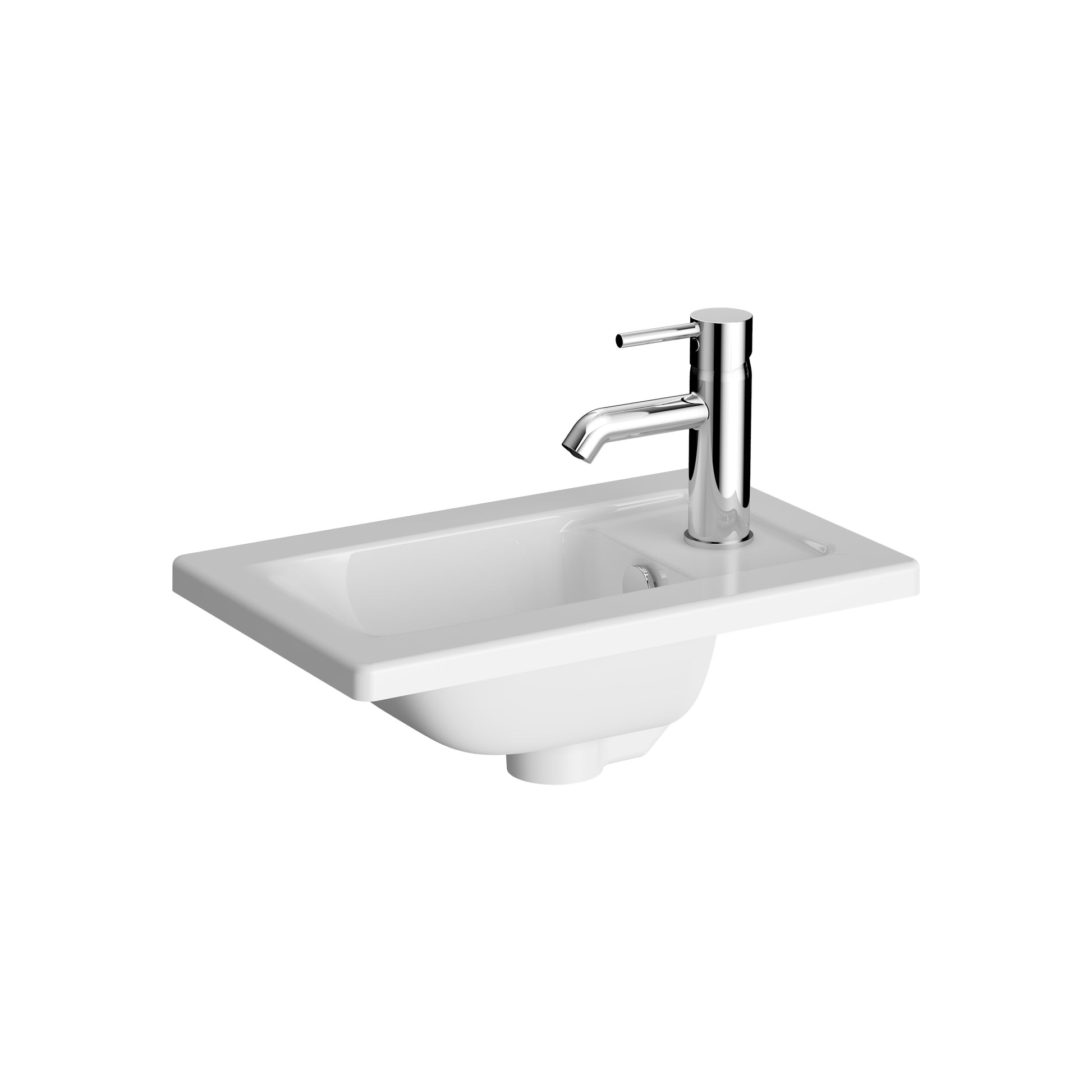 Vanity Basin Right & Left Usage, One Faucet Hole, With Overflow Hole, Short Projection