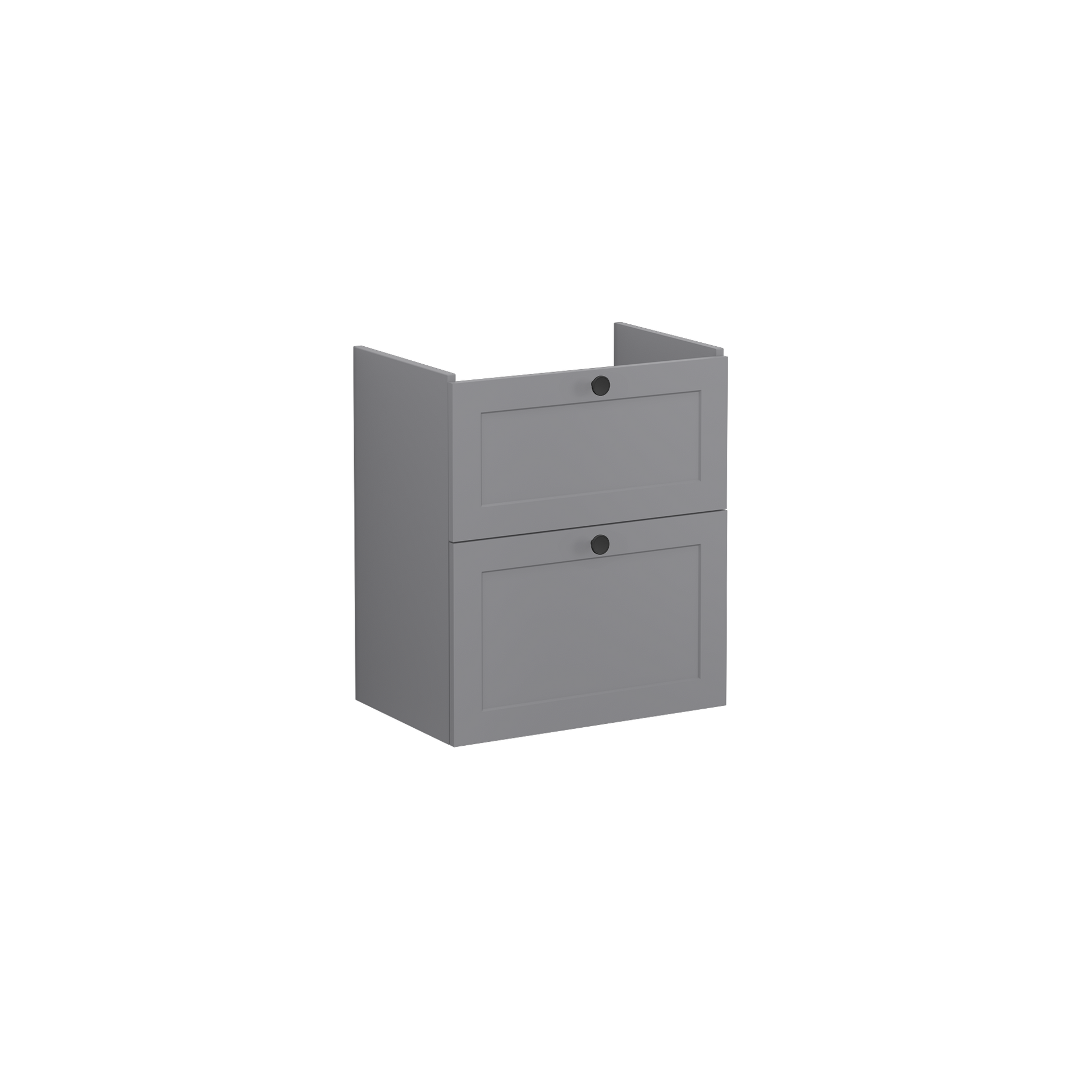 Root Classic Washbasin Unit, with two drawers, compact, Matt Grey, without washbasin