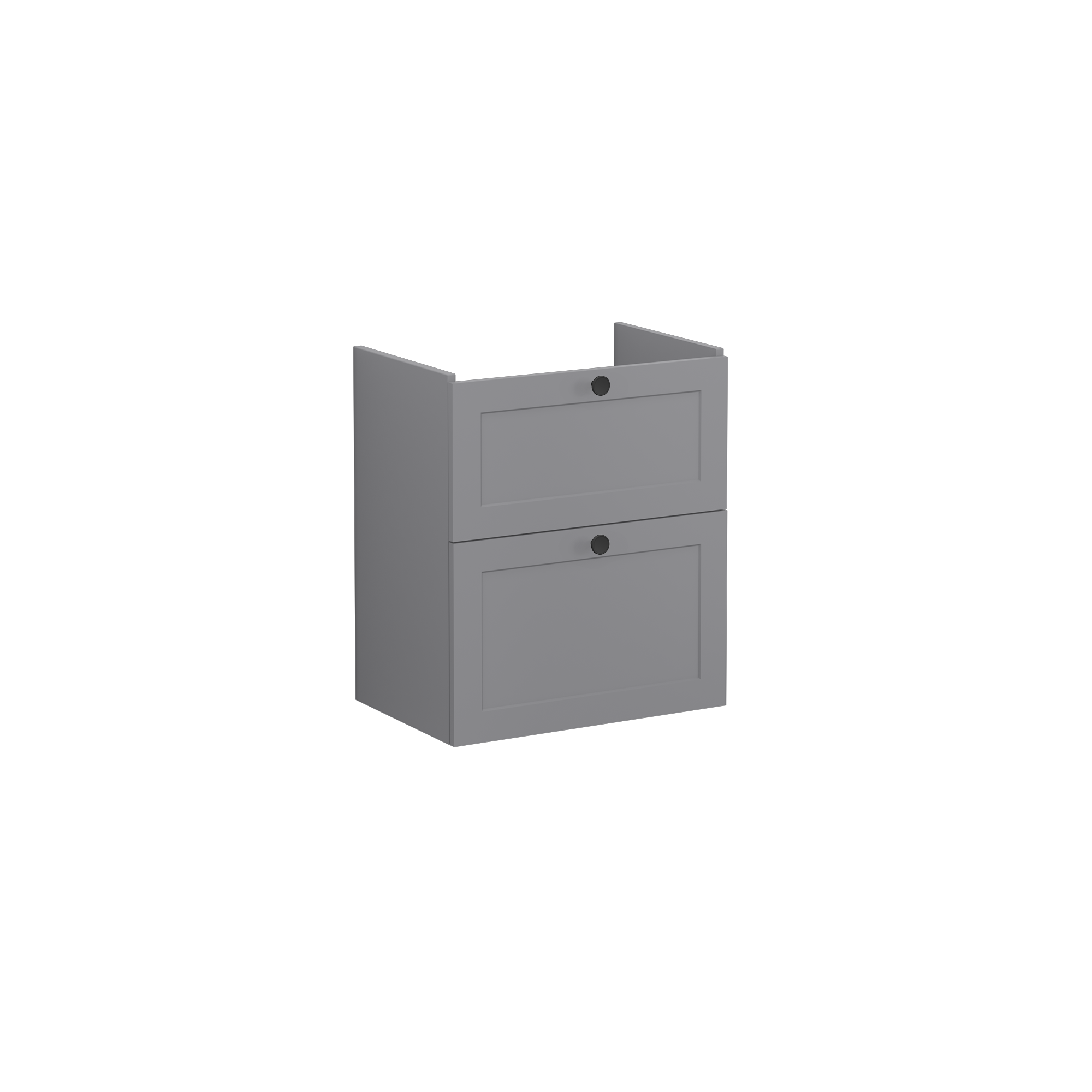 Root Classic Washbasin Unit, with two drawers, compact, Matt Grey, without washbasin