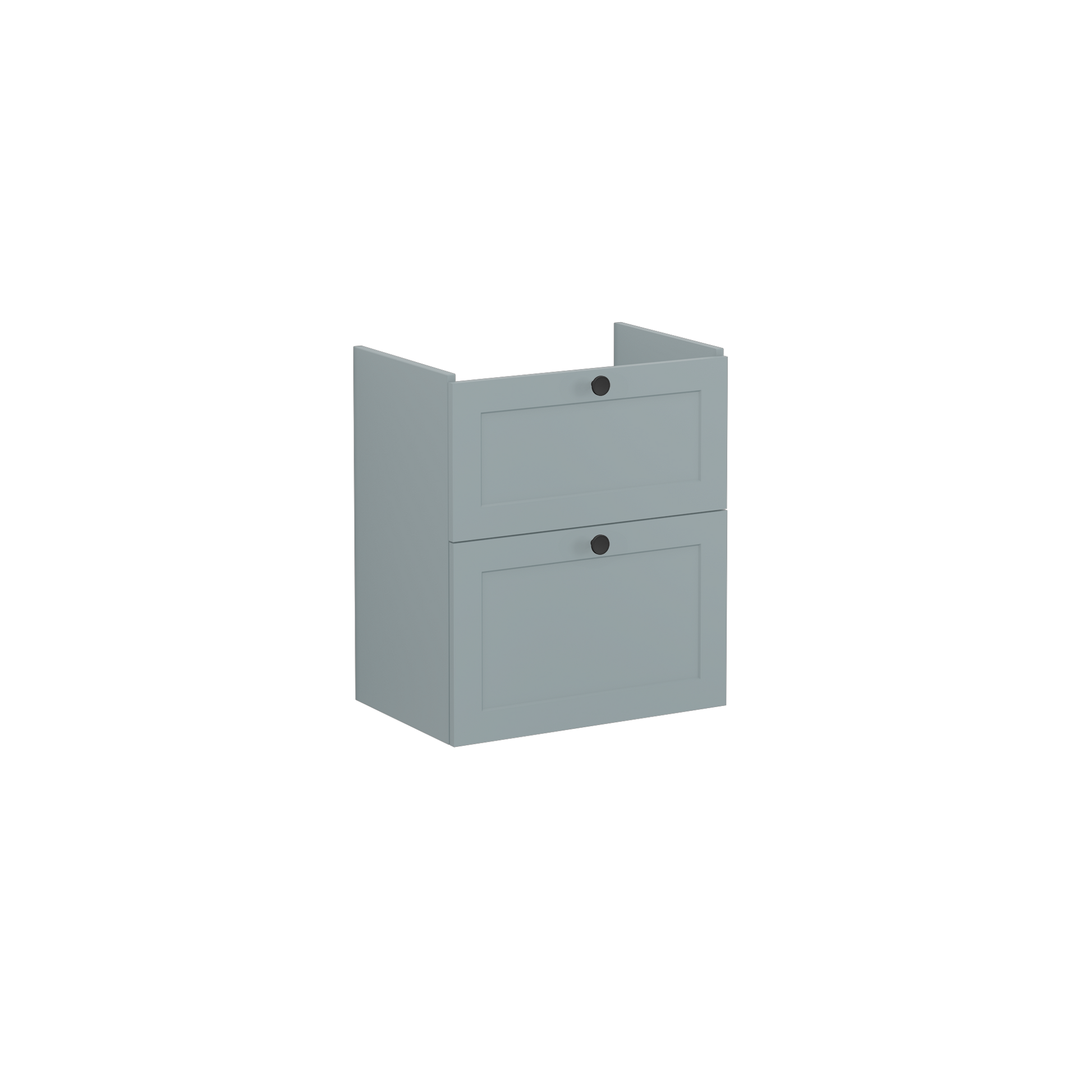 Root Classic Washbasin Unit, with two drawers, compact, Matt Fijord Green, without washbasin