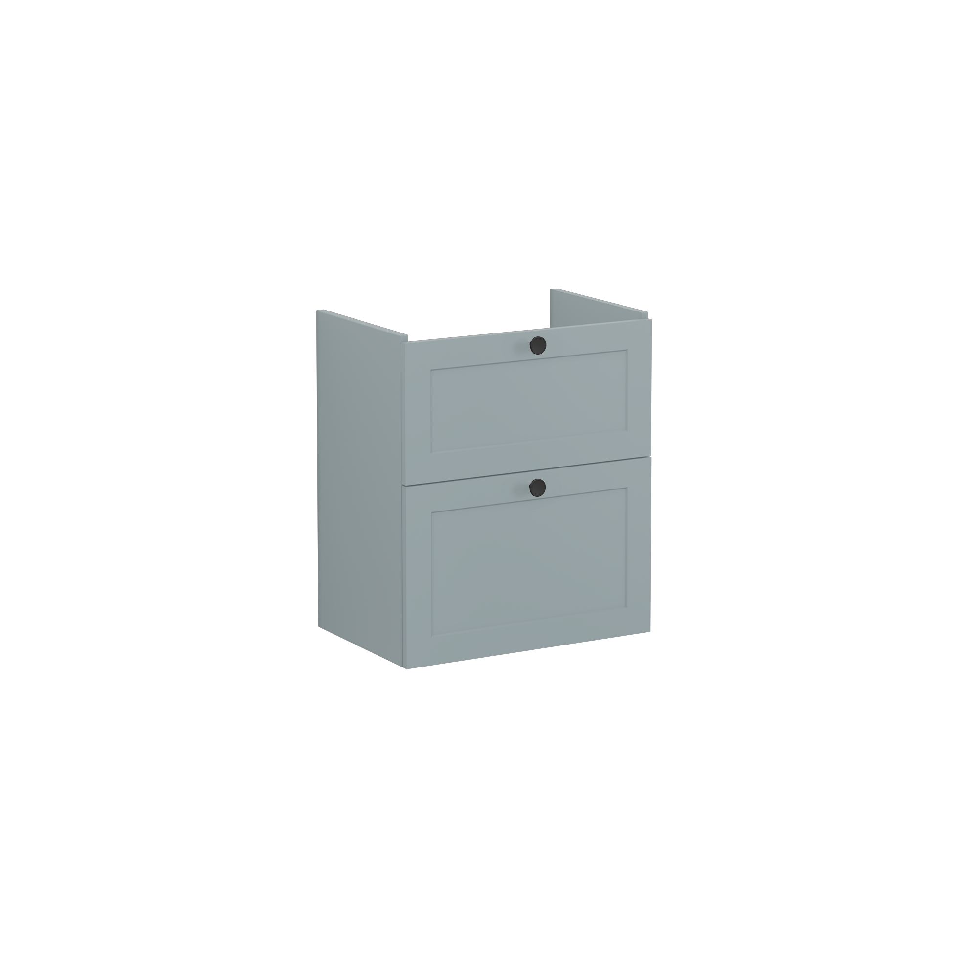 Root Classic Washbasin Unit, with two drawers, compact, Matt Fijord Green, without washbasin