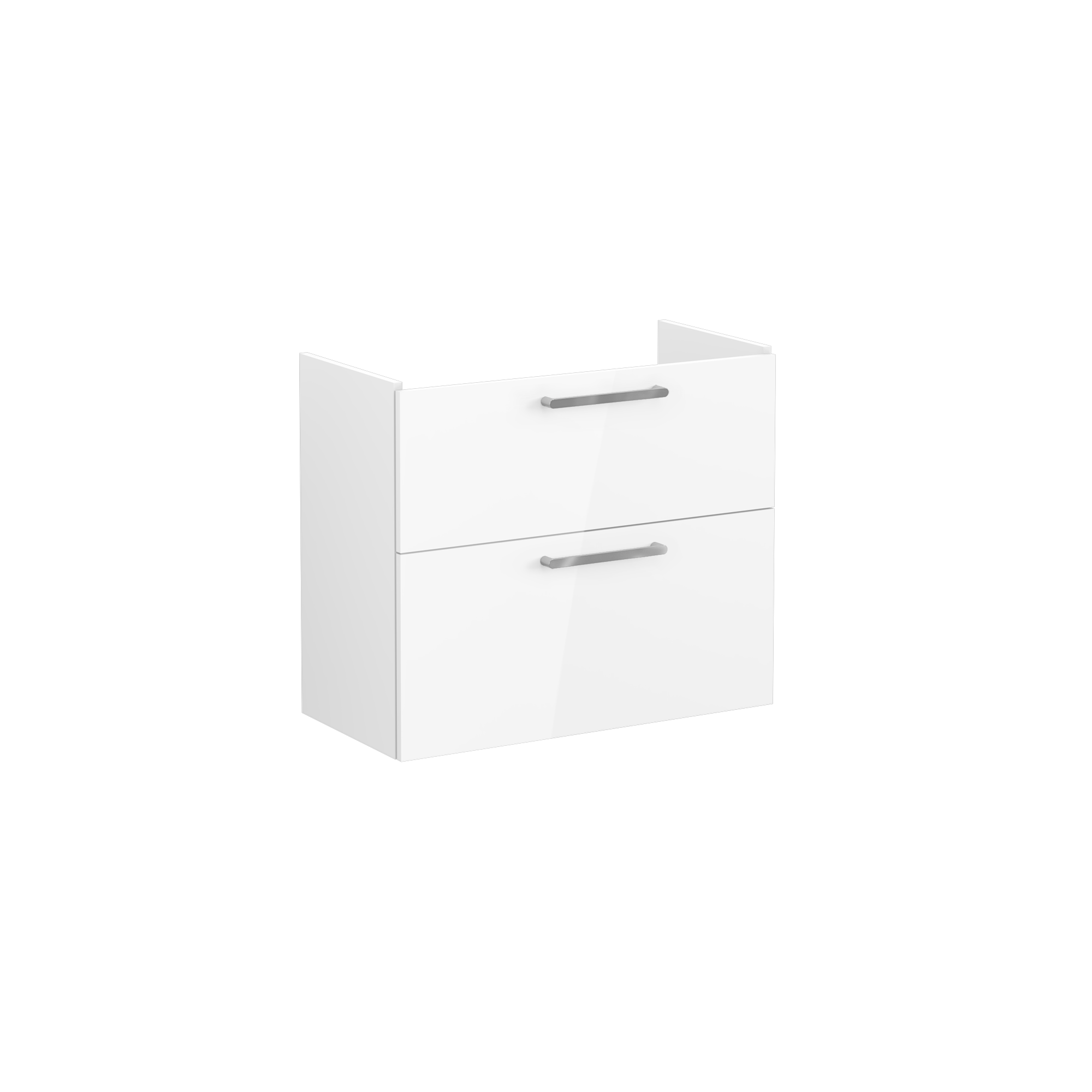Root Washbasin Unit, With Two Drawers, Compact, High Gloss White, Without Washbasin