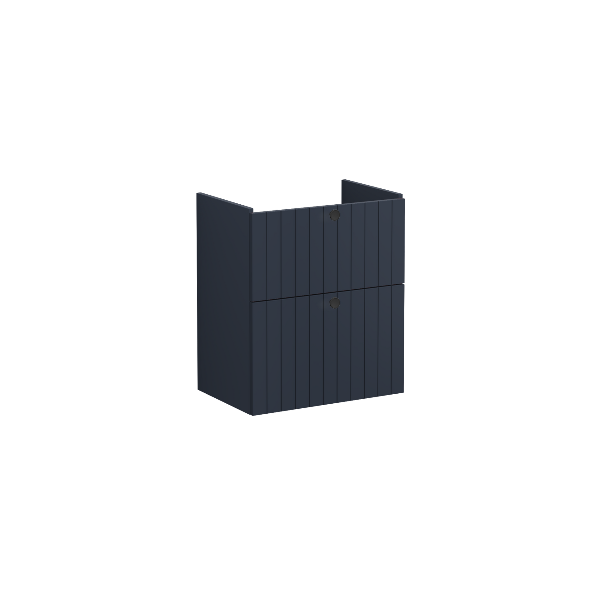 Root Groove Washbasin Unit, with two drawers, compact, Matt Dark Blue, without washbasin