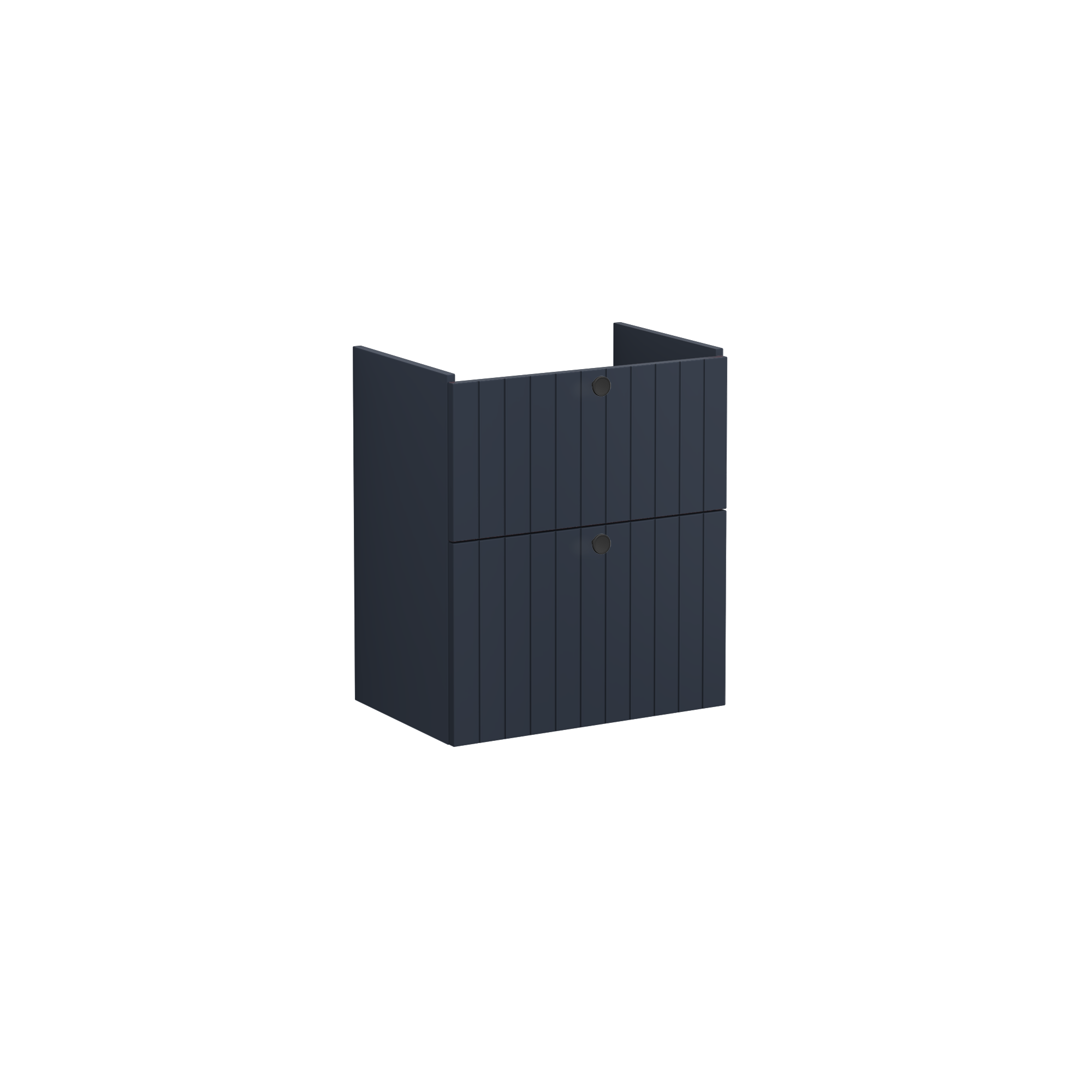 Root Groove Washbasin Unit, with two drawers, compact, Matt Dark Blue, without washbasin