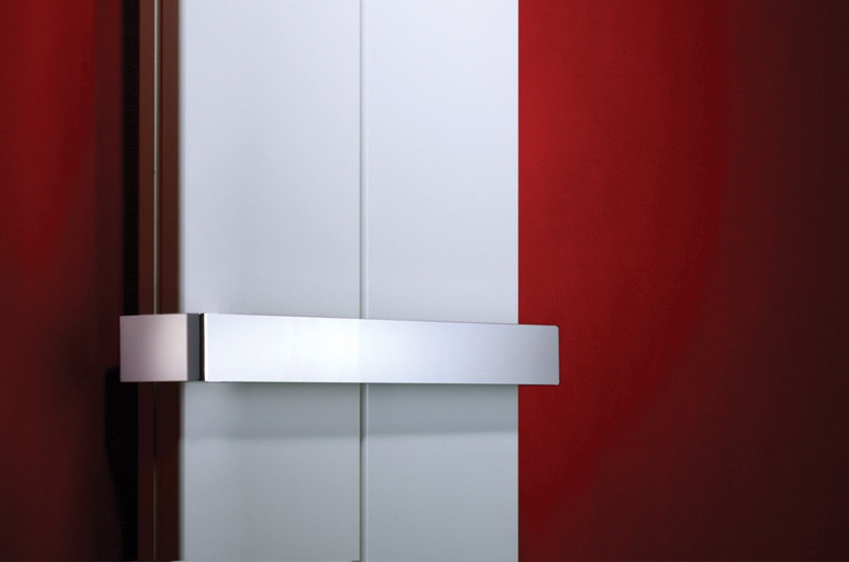 Zehnder Blok Rail - Polished Aluminium finish. Length spans 2 elements (adds 66mm to front face)