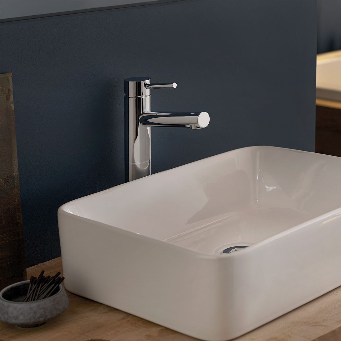 Zoo Extended Mono Basin Mixer Smooth Bodied Single Lever Deck Mounted with and Honeycomb Flow Regulator (no waste)