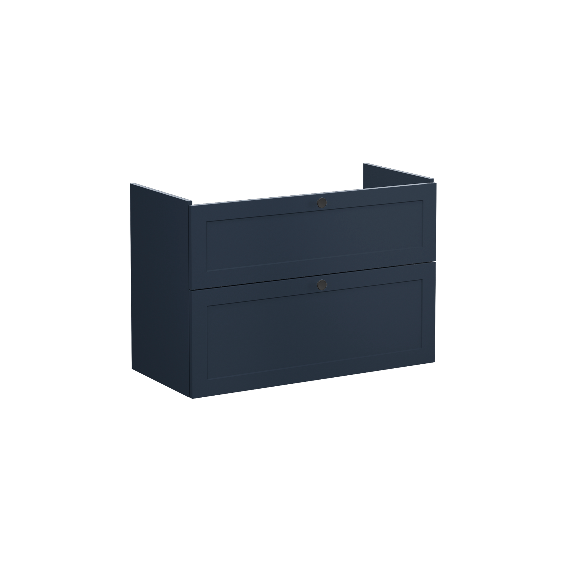 Root Classic Washbasin Unit, with two drawers, Matt Dark Blue, without washbasin