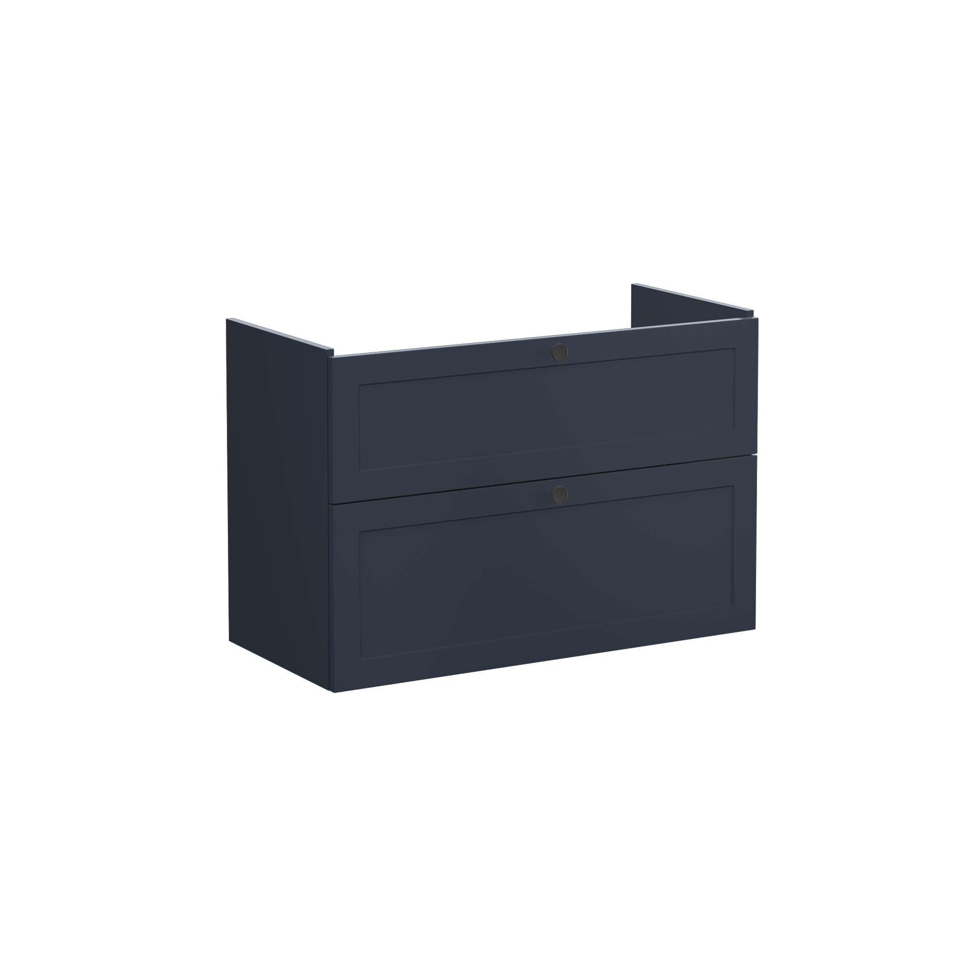 Root Classic Washbasin Unit, with two drawers, Matt Dark Blue, without washbasin