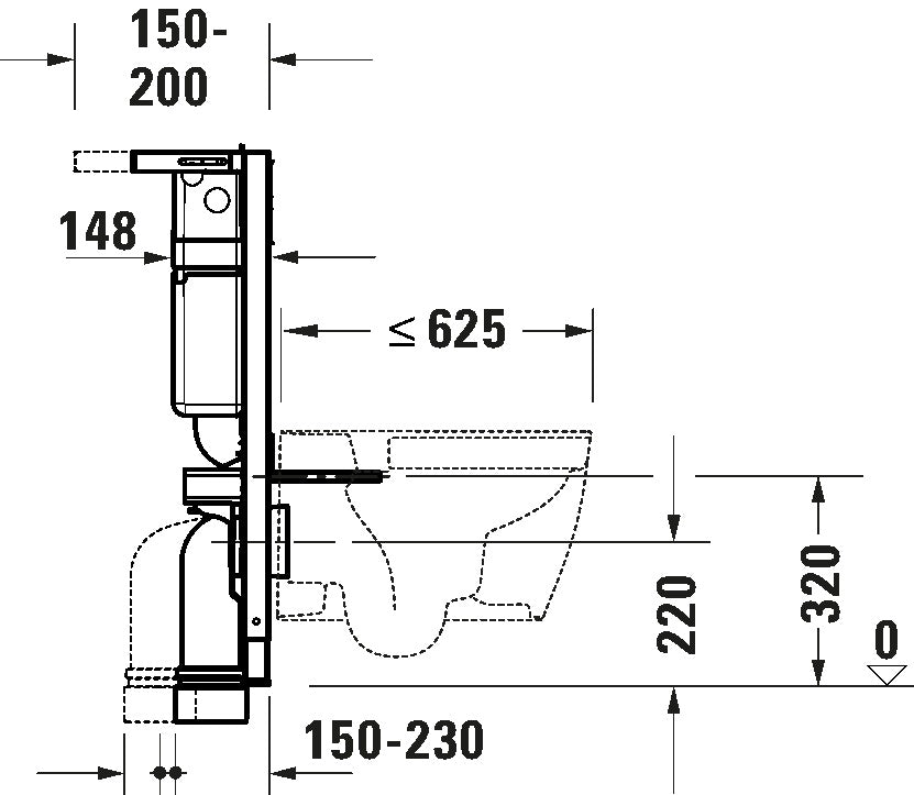DuraSystem Installation element dry installation for WC 820x400x150 mm