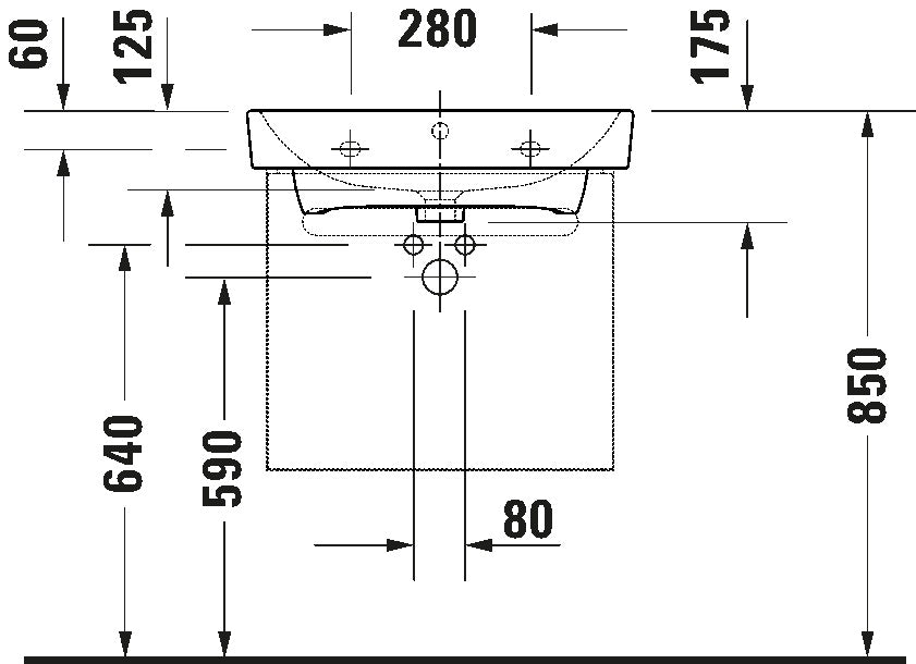 Duravit No.1 Vanity unit wall-mounted 1-drawer (internal drawer and siphon cut out)