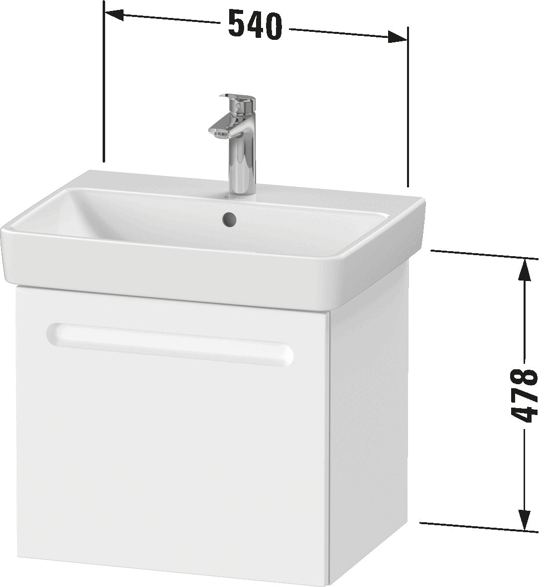 Duravit No.1 Vanity unit wall-mounted 1-drawer (internal drawer and siphon cut out)