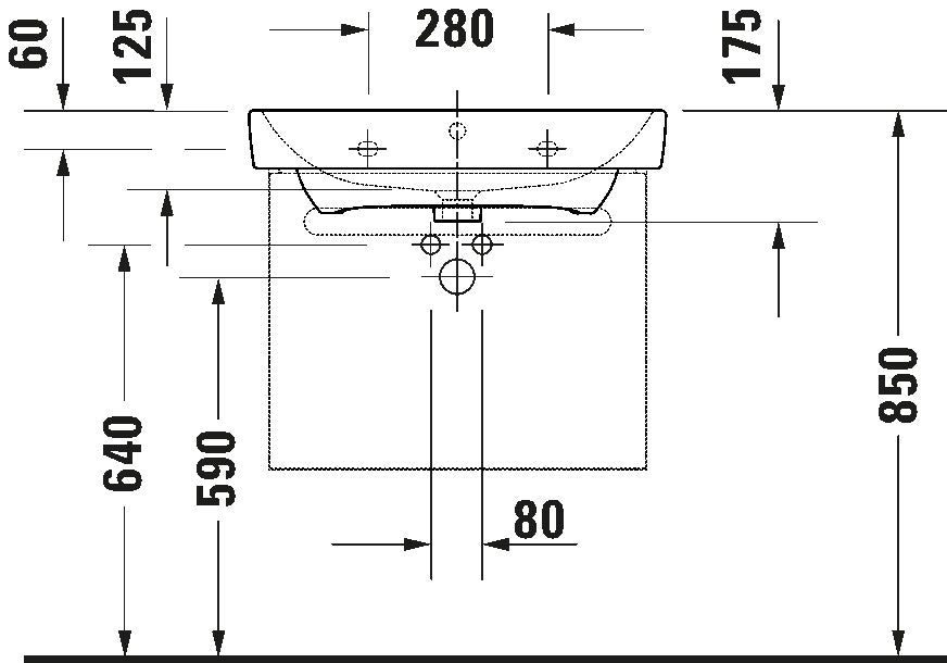 Duravit No.1 Vanity unit wall-mounted 1-drawer (internal drawer and siphon cut out)