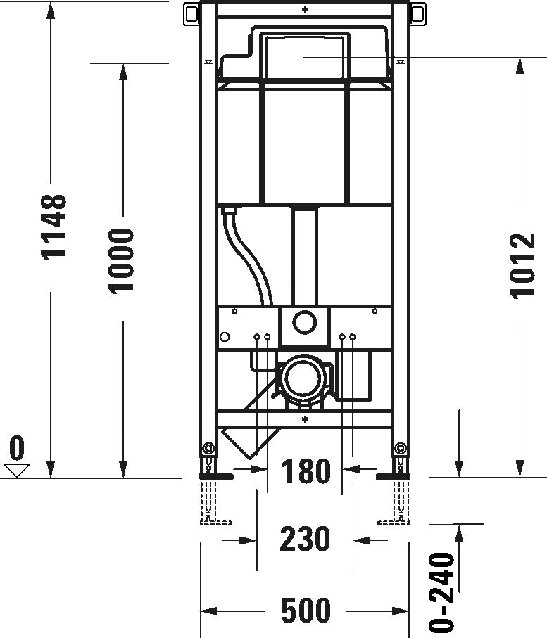 DuraSystem Installation element dry installation for WC 1148x500x155mm Hygienic Flush