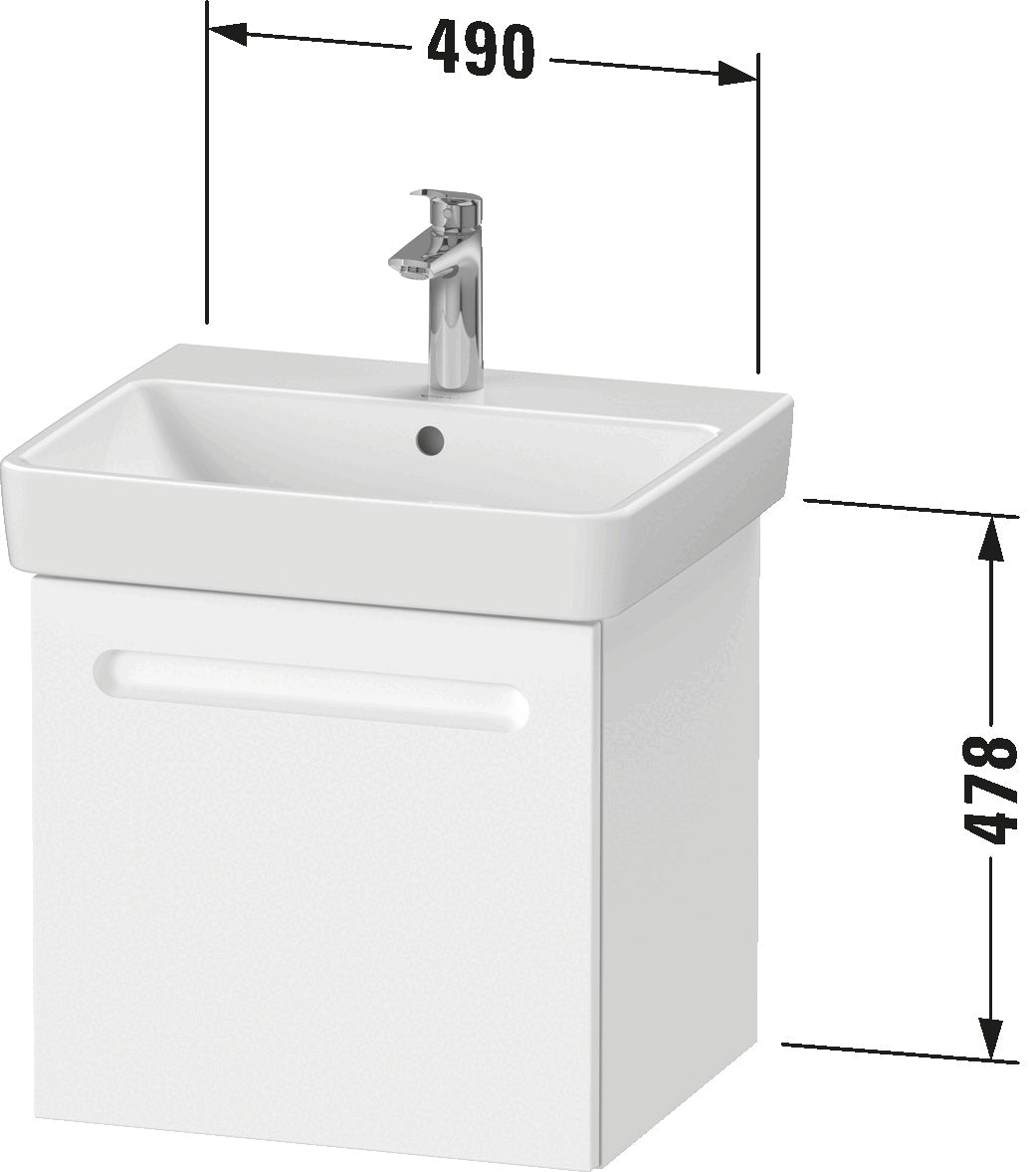 Duravit No.1 Vanity unit wall-mounted 1-drawer (internal drawer and siphon cut out)