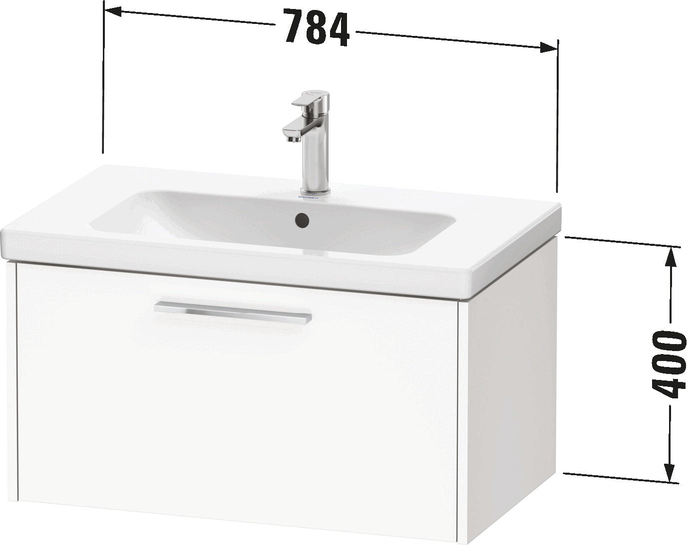 D-Code Vanity unit wall-mounted 800m 1 Drawer