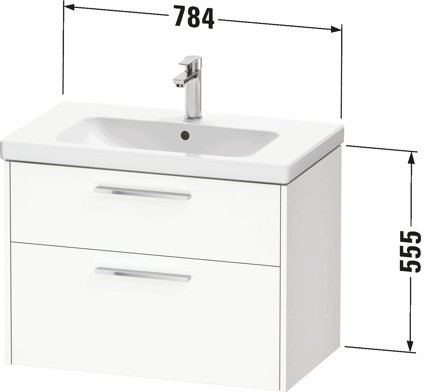D-Code Vanity unit wall-mounted 800m 2 Drawer