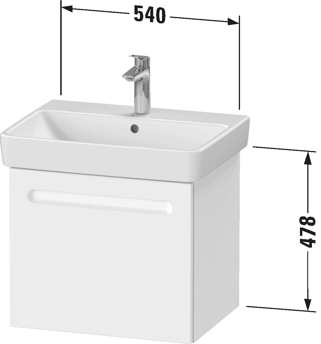Duravit No.1 Vanity unit wall-mounted 1-drawer (no internal drawer)