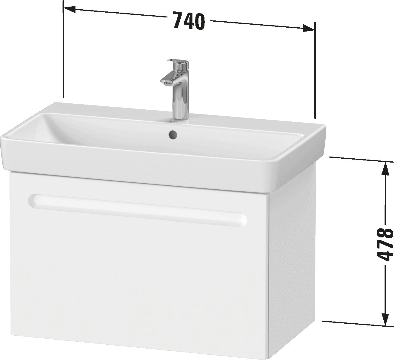 Duravit No.1 Vanity unit wall-mounted 1-drawer (no internal drawer)