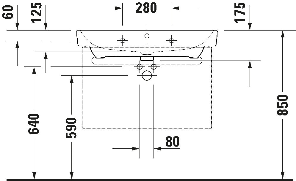Duravit No.1 Vanity unit wall-mounted 1-drawer (internal drawer and siphon cut out)
