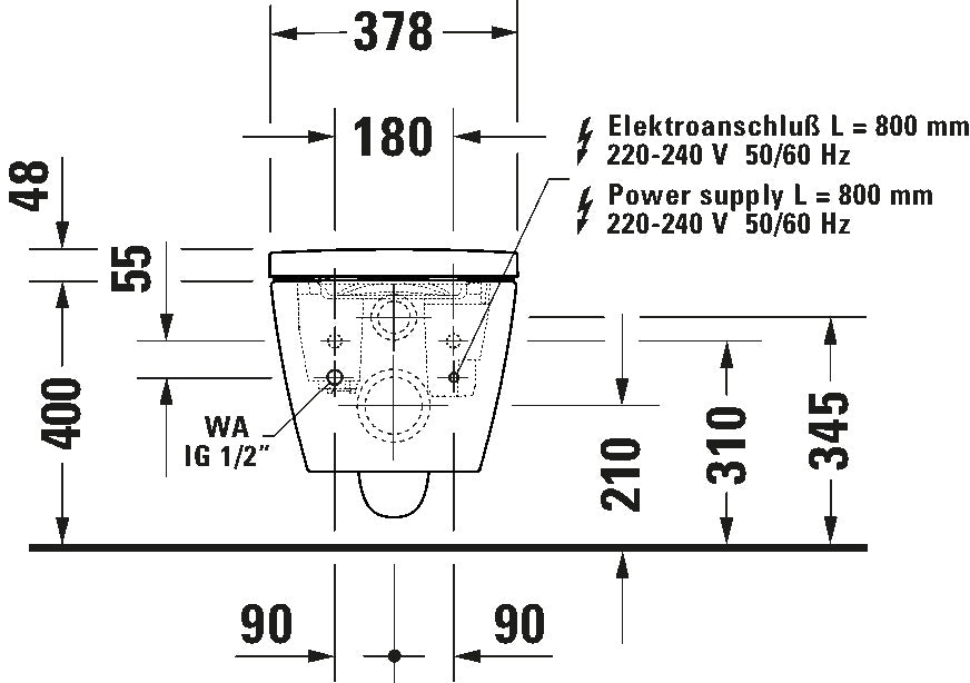 SensoWash Starck f Compact shower toilet Lite White