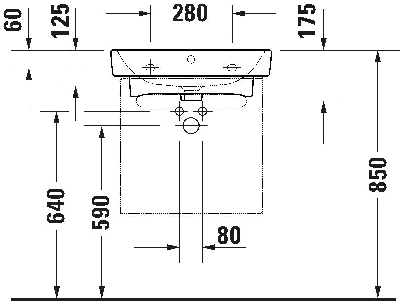 Duravit No.1 Vanity unit wall-mounted 1-drawer (internal drawer and siphon cut out)