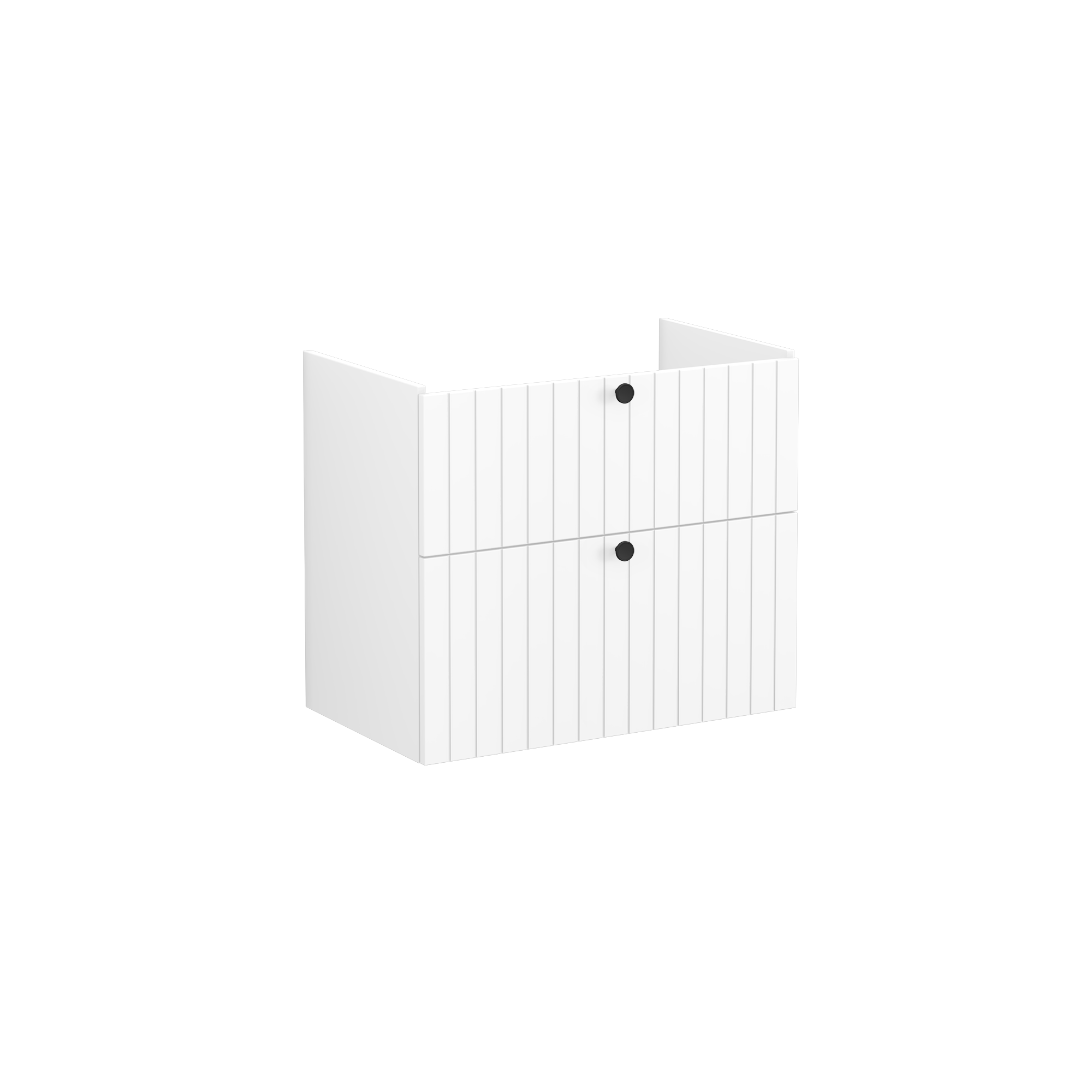 Root Groove Washbasin Unit, with two drawers, Matt White, without washbasin