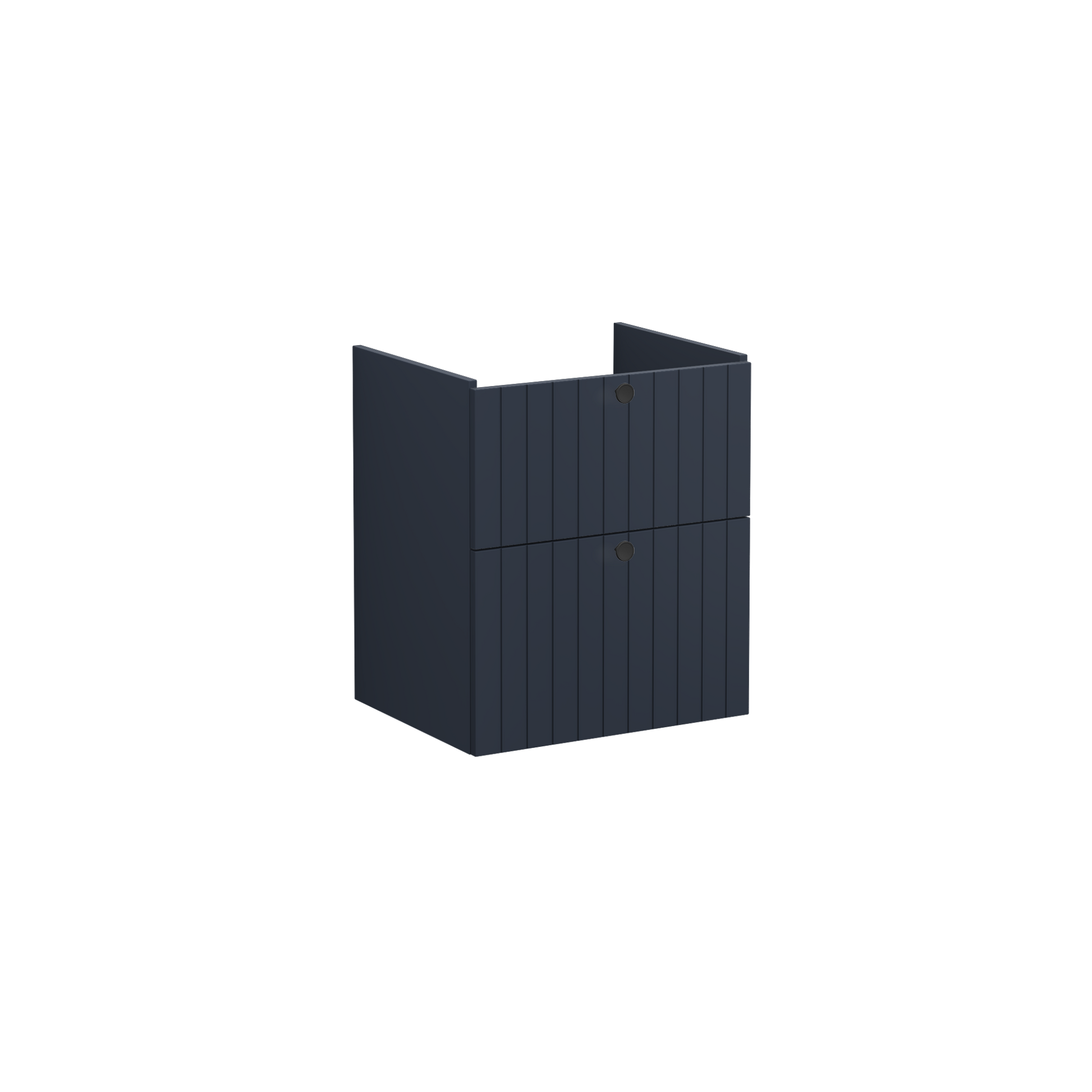 Root Groove Washbasin Unit, with two drawers, Matt Dark Blue, without washbasin