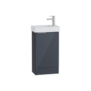 S20 Square Washbasin Unit, 45 cm, with one door, floorstanding, anthracite high gloss, right, without siphon