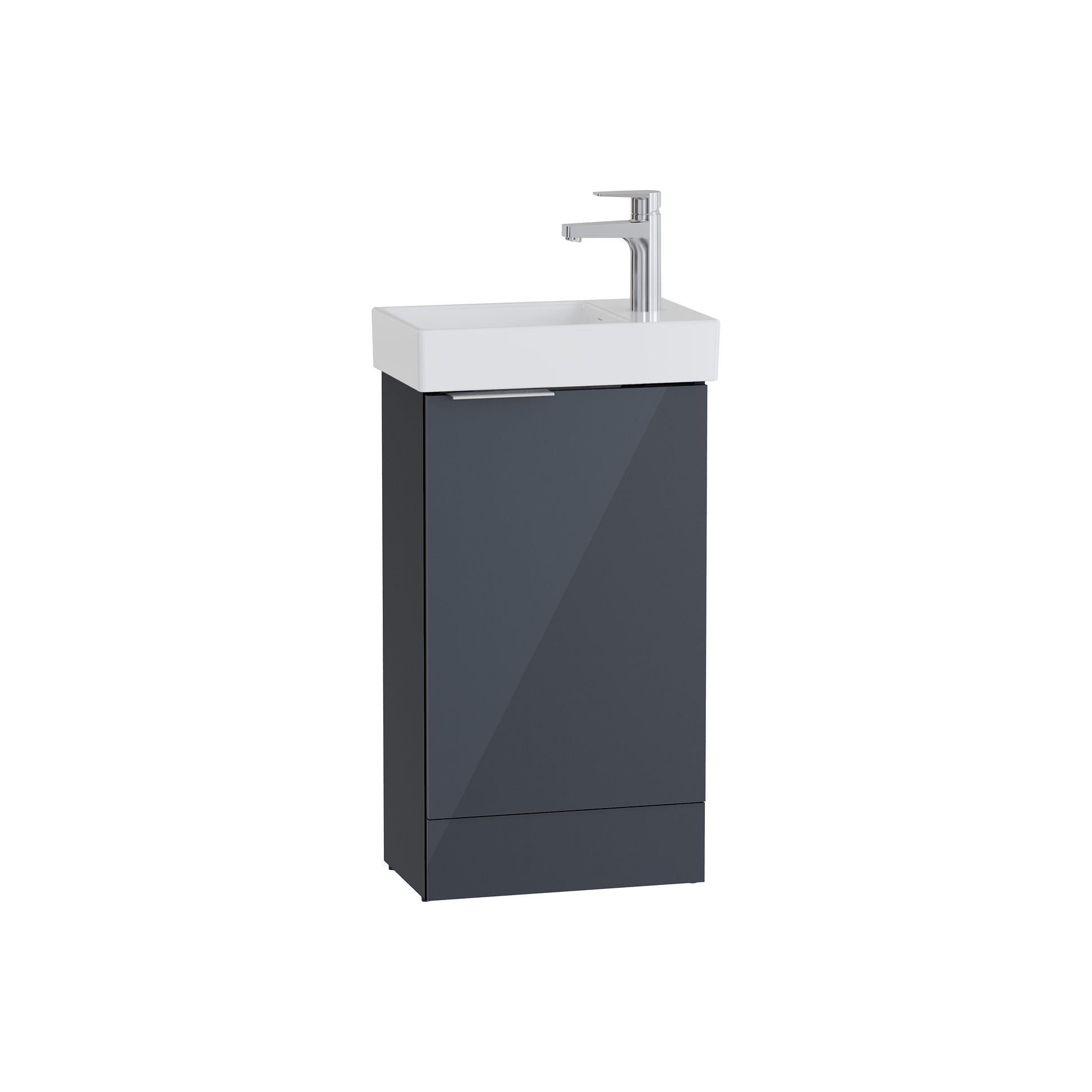 S20 Square Washbasin Unit, with one door, floorstanding, anthracite high gloss, right, without siphon