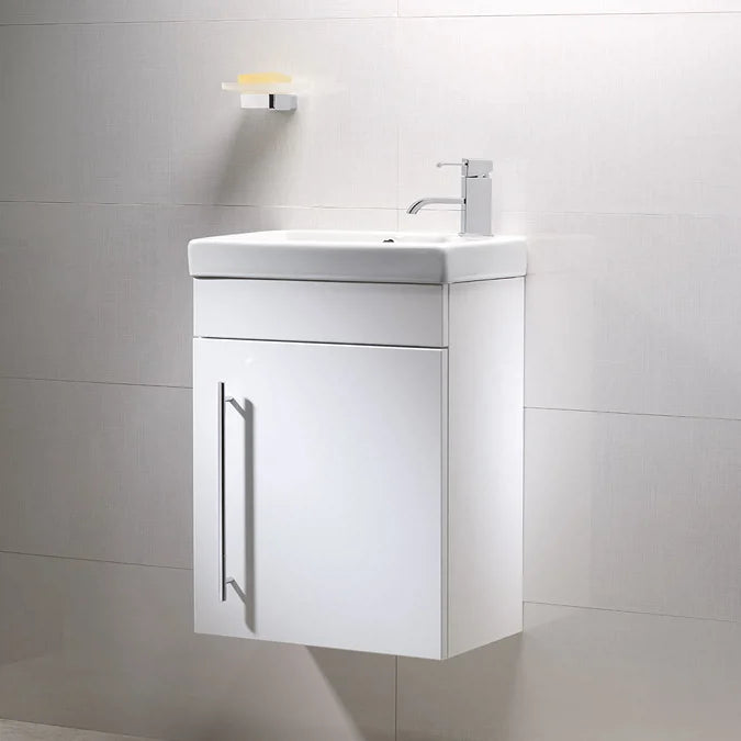 Esta 450 Wall Mounted Basin and Vantiy Unit - Gloss White