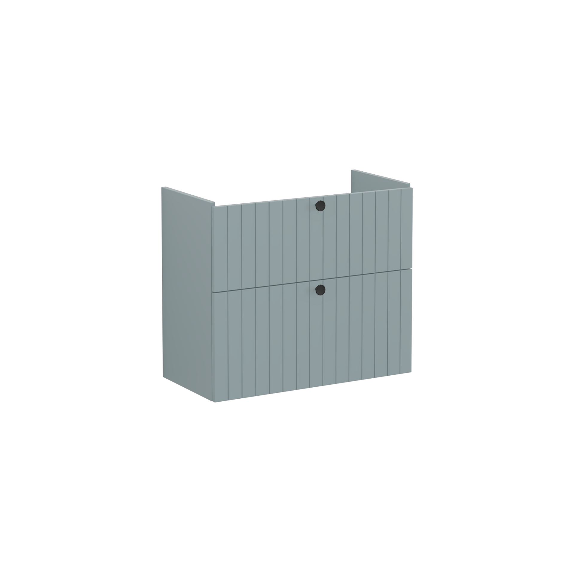 Root Groove Washbasin Unit, with two drawers, compact, Matt Fijord Green, without washbasin