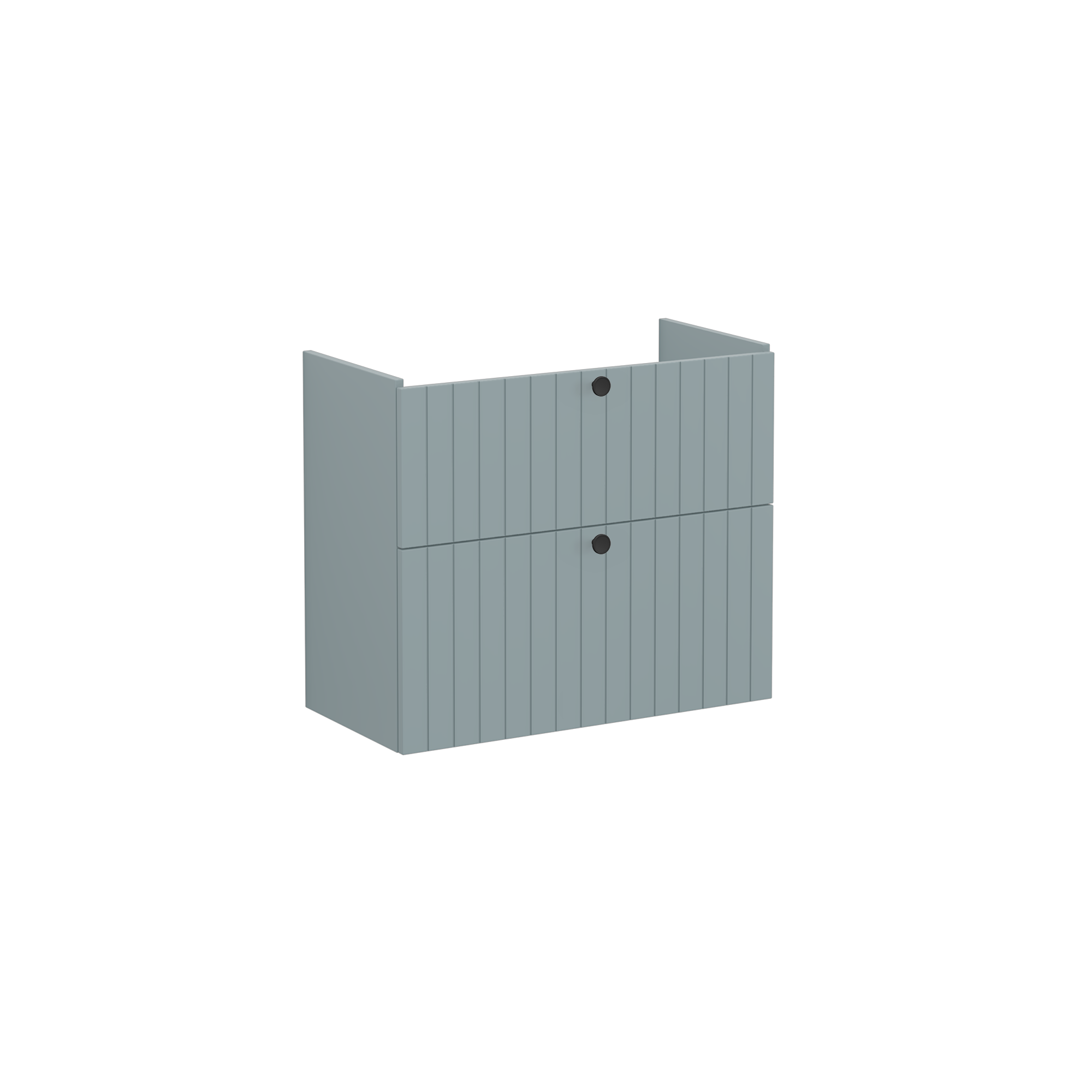 Root Groove Washbasin Unit, with two drawers, compact, Matt Fijord Green, without washbasin