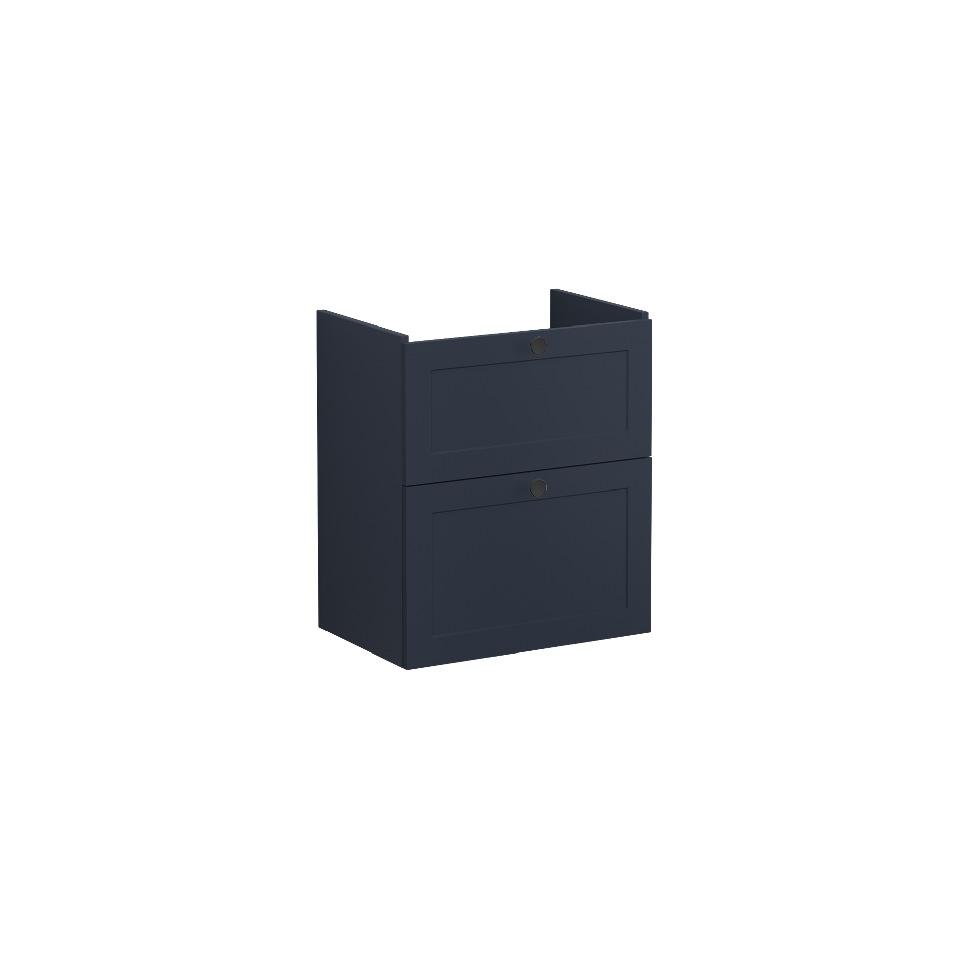Root Classic Washbasin Unit, with two drawers, compact, Matt Dark Blue, without washbasin