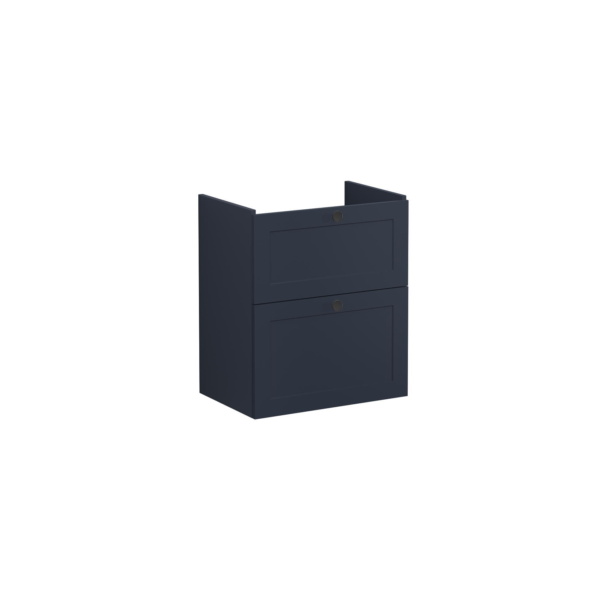 Root Classic Washbasin Unit, with two drawers, compact, Matt Dark Blue, without washbasin