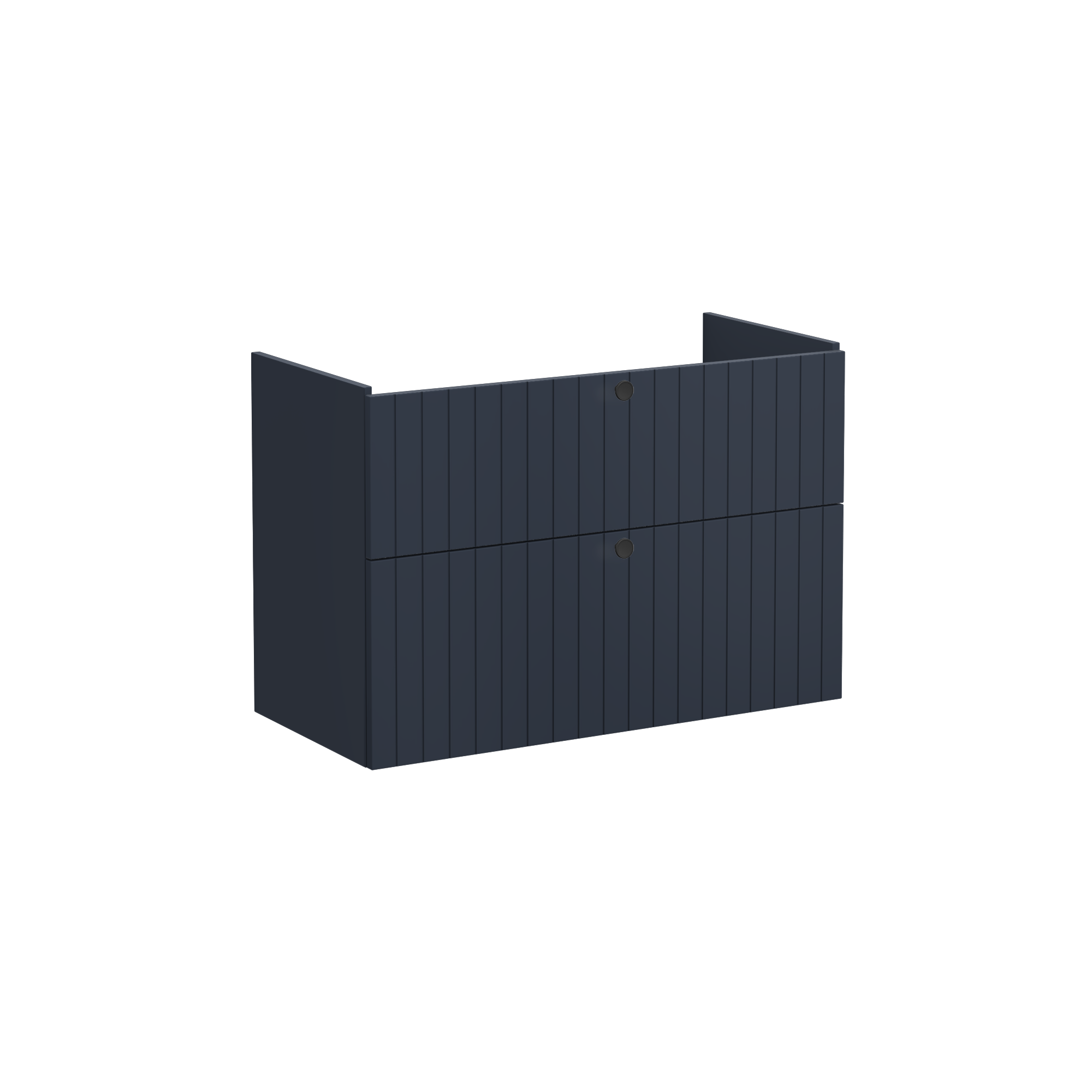 Root Groove Washbasin Unit, with two drawers, Matt Dark Blue, without washbasin