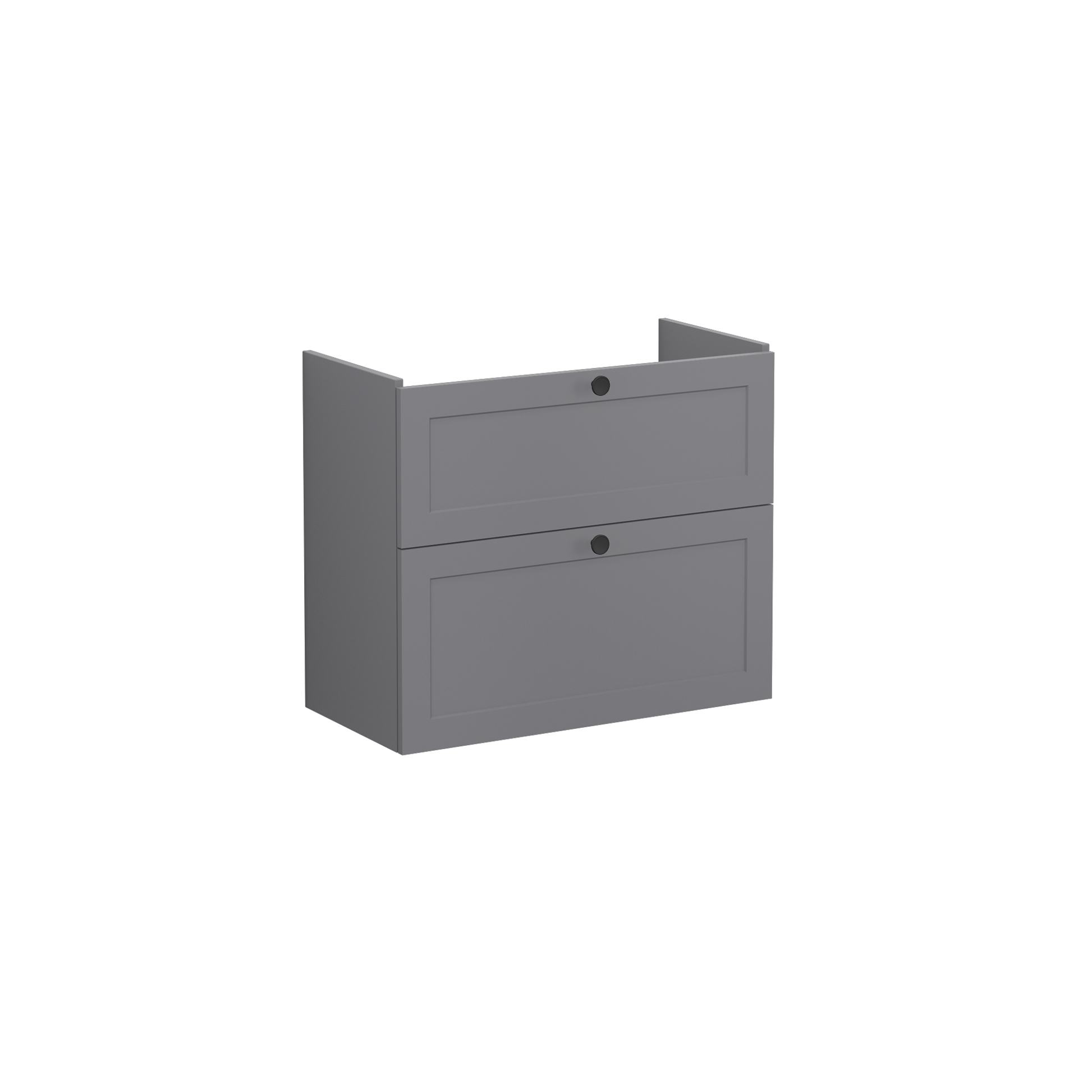 Root Classic Washbasin Unit, with two drawers, compact, Matt Grey, without washbasin