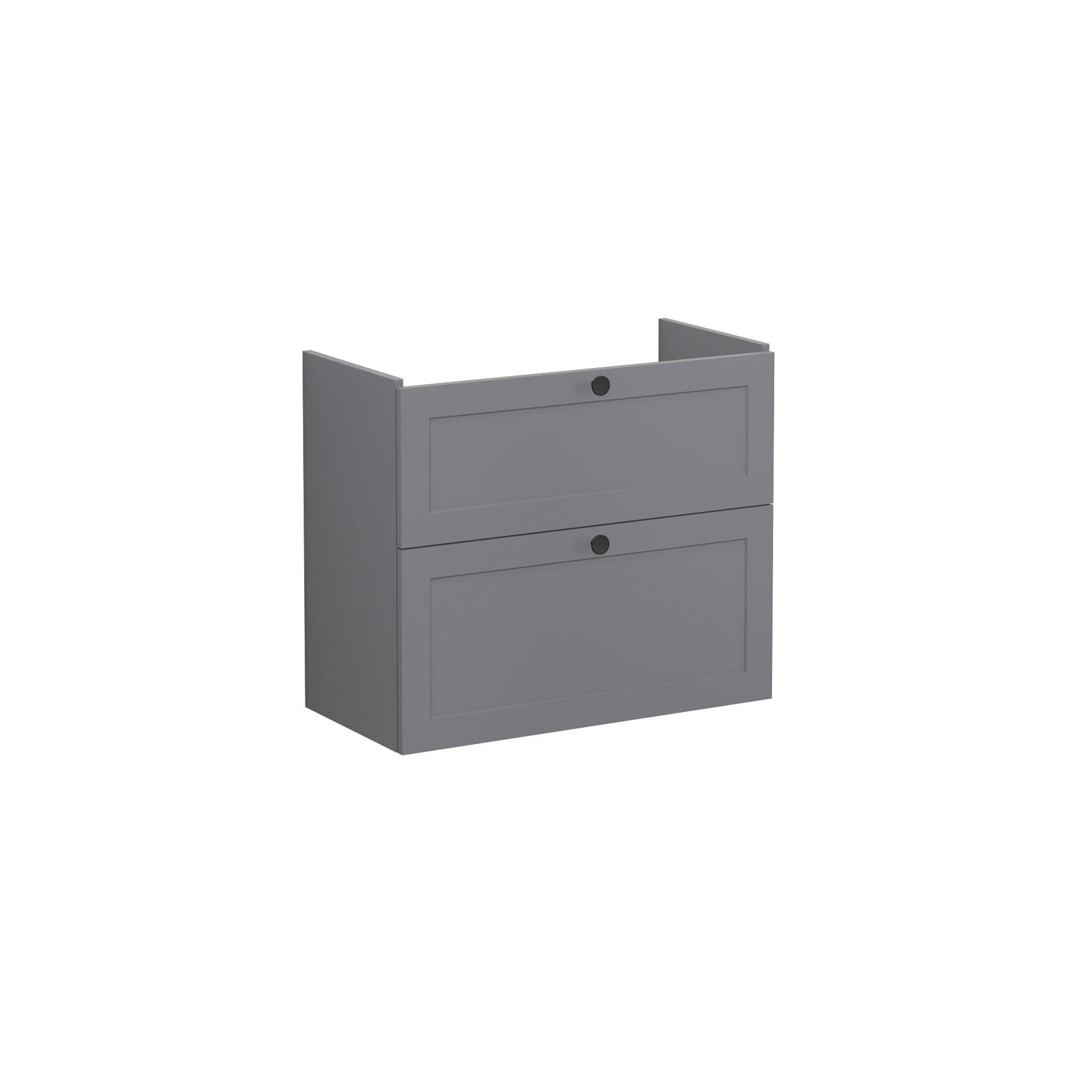 Root Classic Washbasin Unit, with two drawers, compact, Matt Grey, without washbasin