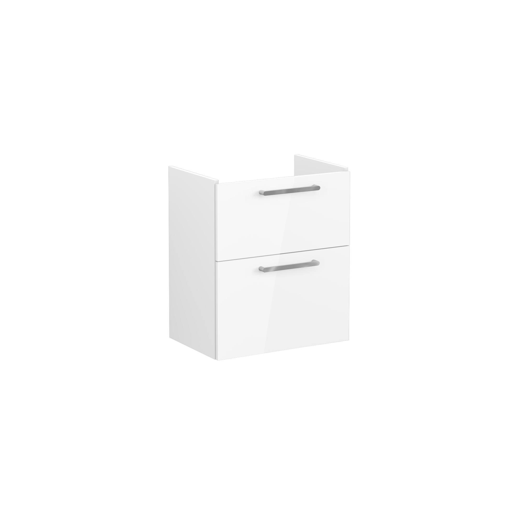 Root Washbasin Unit, With Two Drawers, Compact, High Gloss White, Without Washbasin