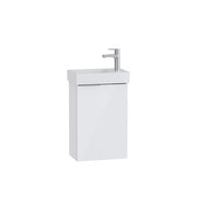 S20 Square Washbasin Unit, 45 cm, with one door, white high gloss, right, without siphon
