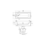Tempo Regular bath 1690x690x540 mm, no tap hole, with overflow, no waste