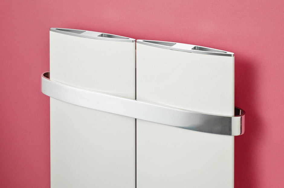 Zehnder Lissett Towel Rail - Polished Aluminium finish. Length spans 2 elements (adds 45mm to front