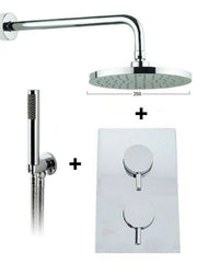 Crosswater Round 2 Way Concealed Thermostatic Valve 250 Over Head Shower and  Hand Shower Set