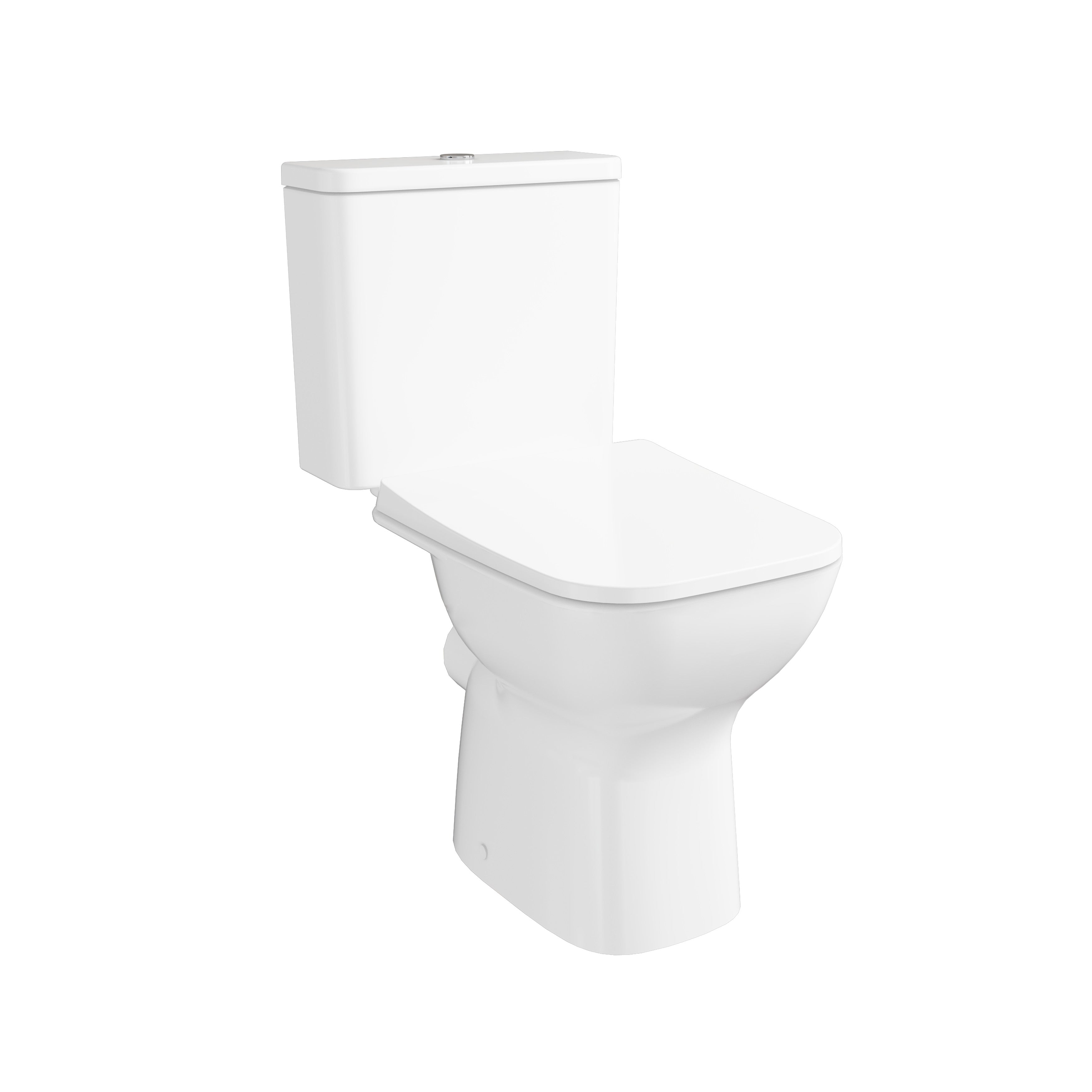 S20 Square Close Coupled Open Back WC, Smoothflush, 63 cm