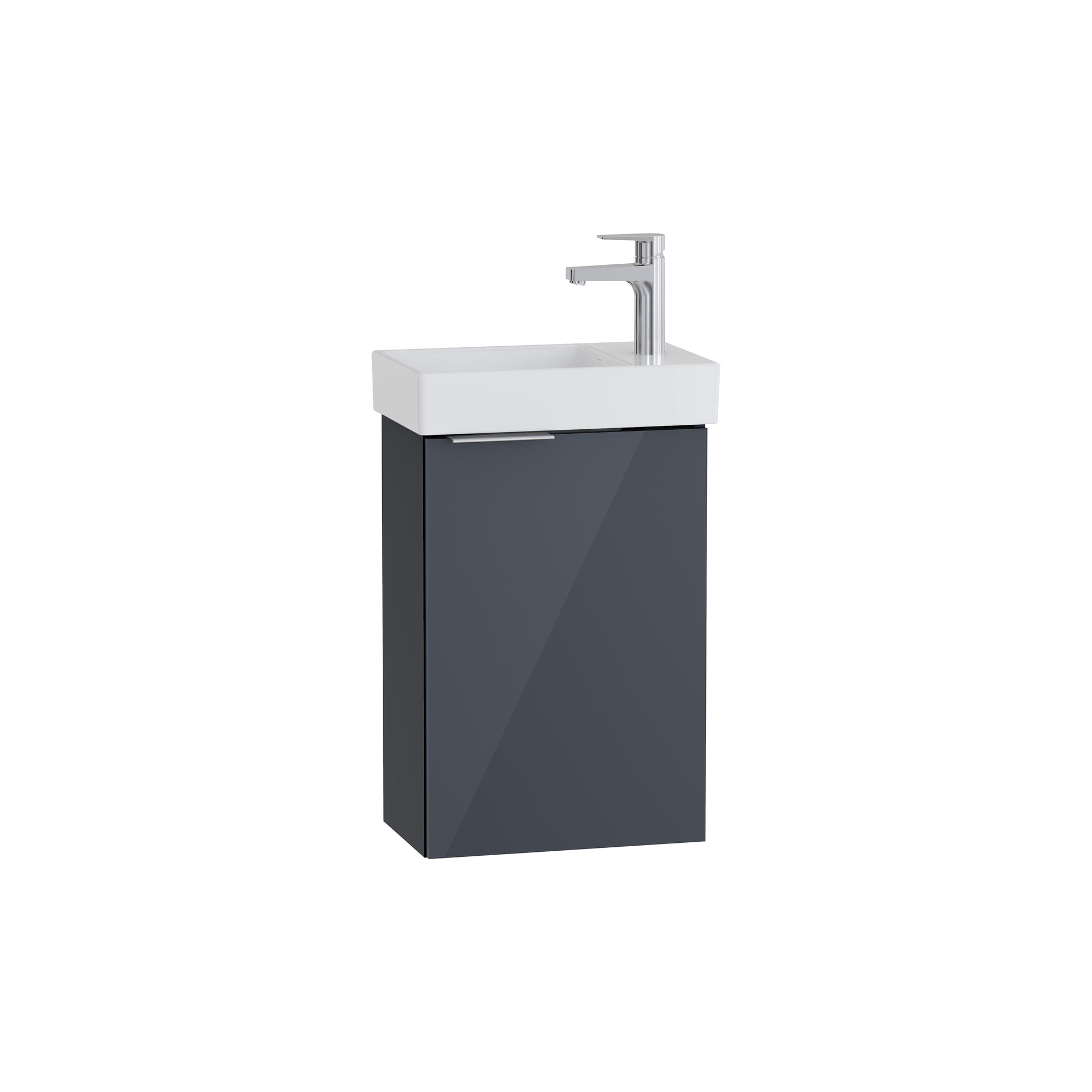 S20 Square Washbasin Unit, 45 cm, with one door, anthracite high gloss, right, without siphon