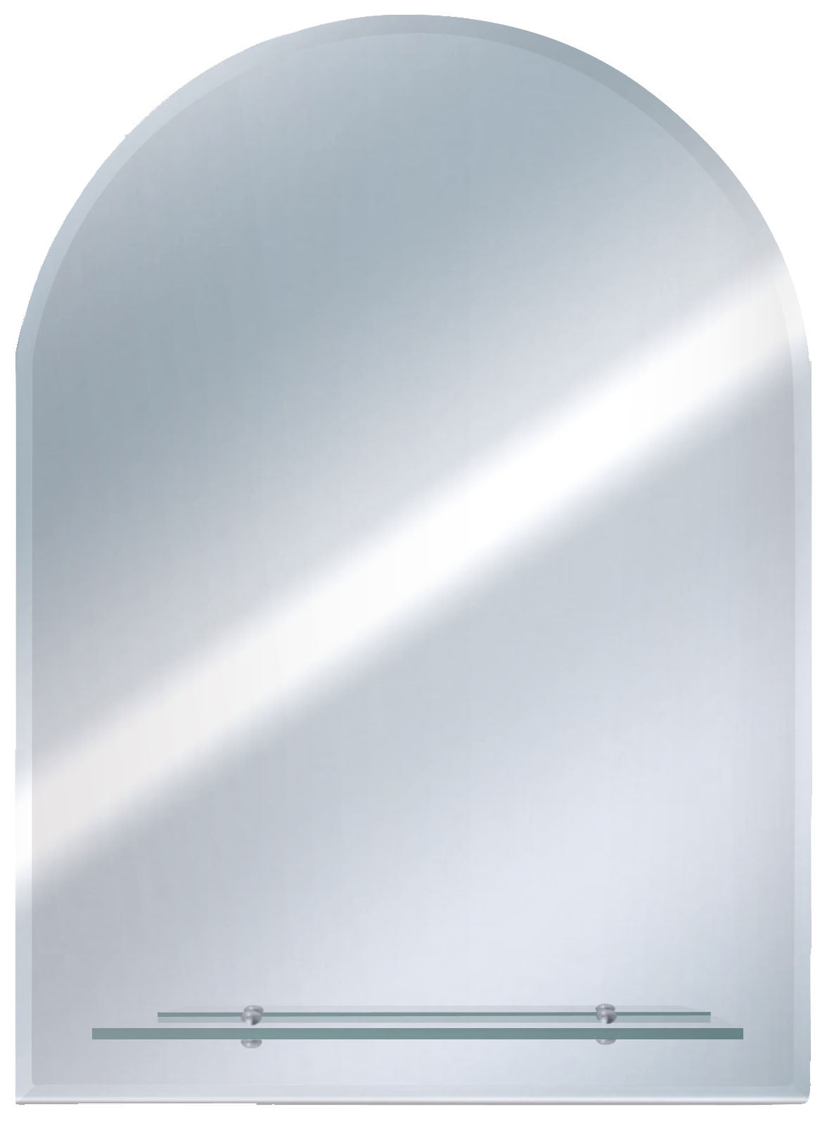Euroshowers round top bevelled mirror / shelf - 50cm x Standard