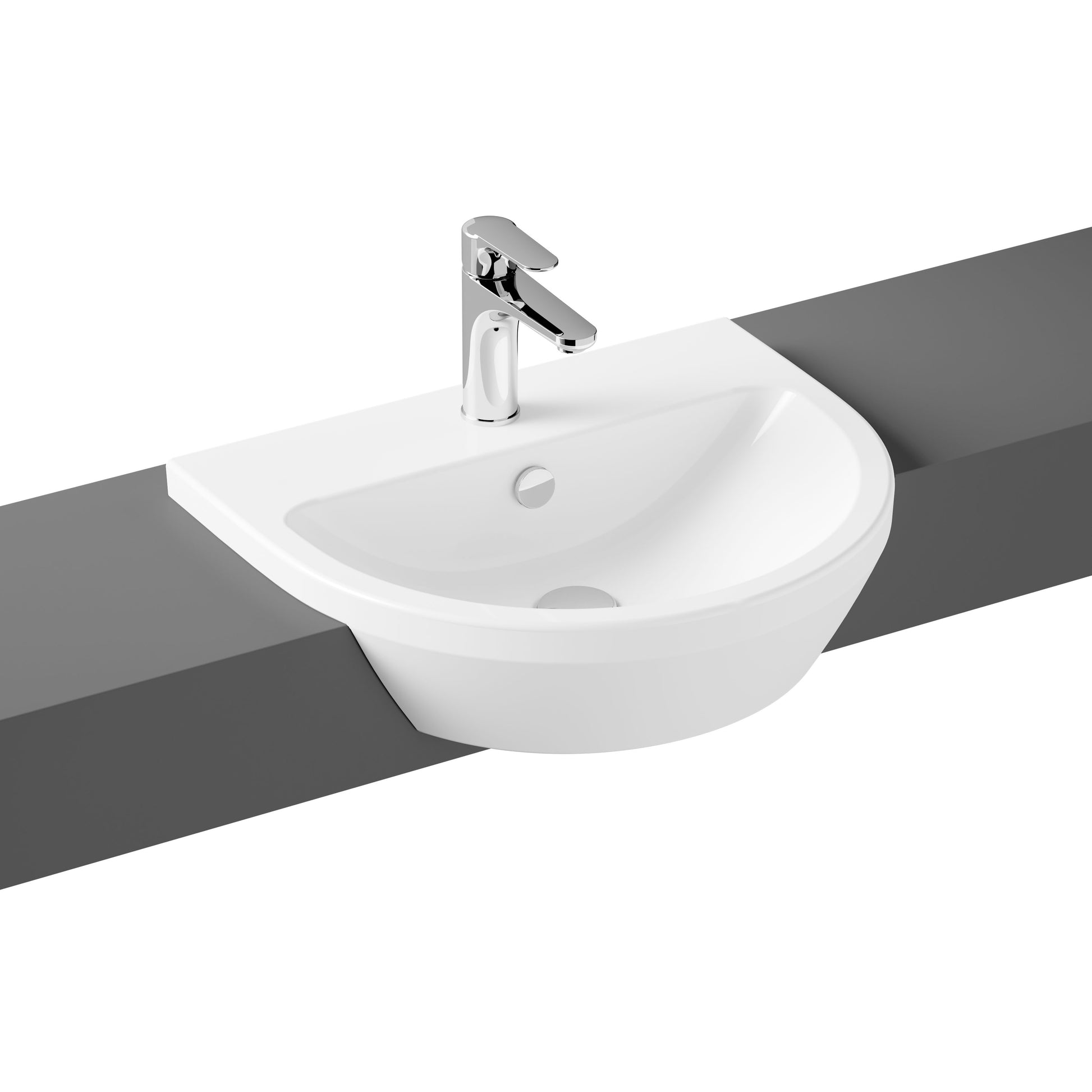 Semi-Recessed Basin, 1Th, 55 cm