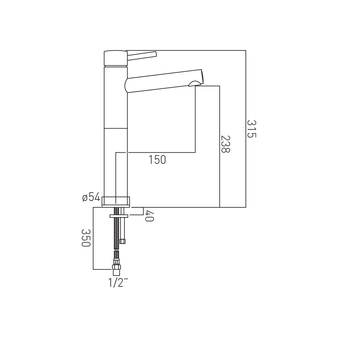 Zoo Extended Mono Basin Mixer Smooth Bodied Single Lever Deck Mounted with and Honeycomb Flow Regulator (no waste)