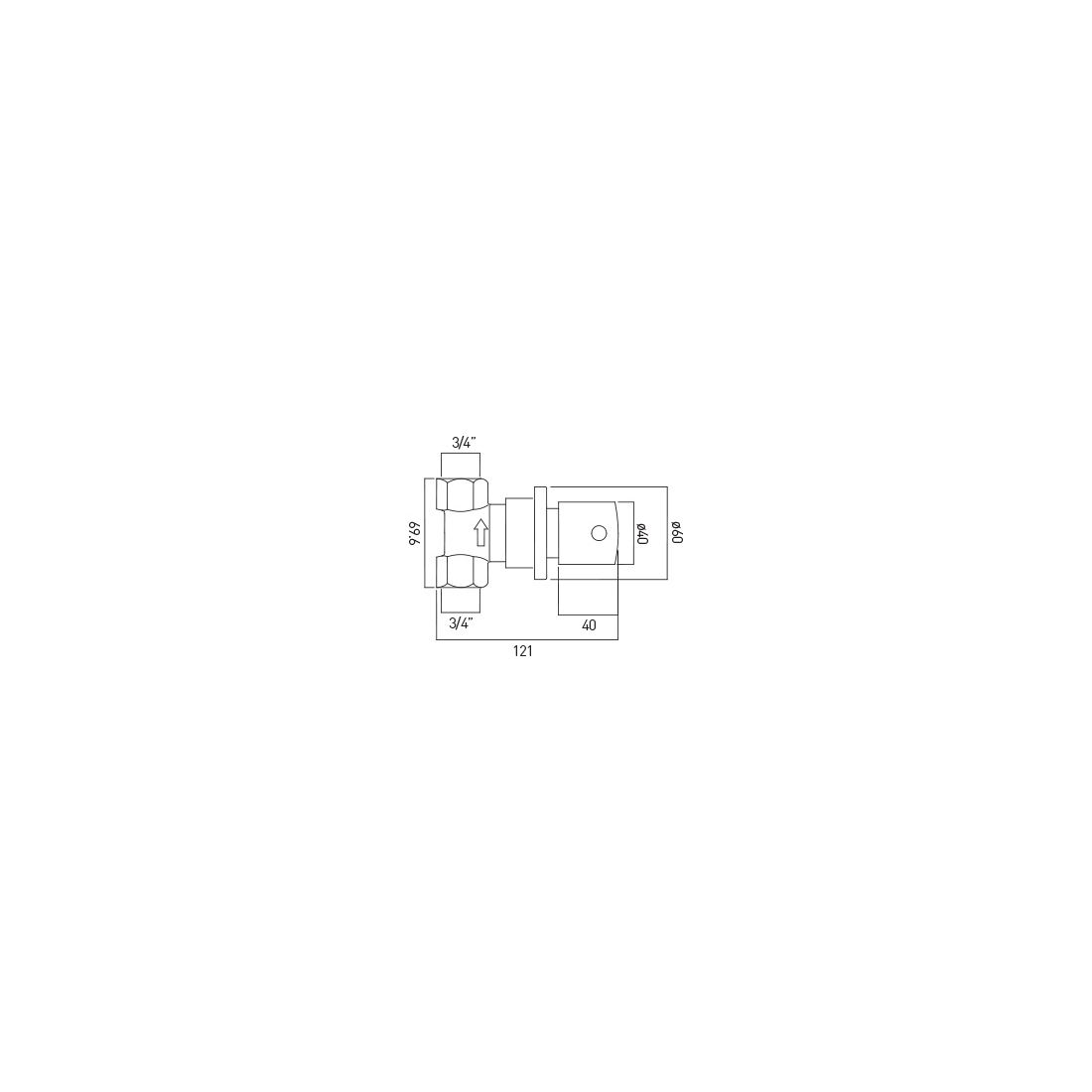 Zoo 3/4" Concealed Stop Valve Wall Mounted